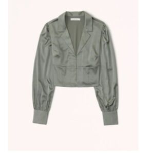 Abercrombie and Fitch Long-Sleeve Satin Hook-and-Eye Shirt